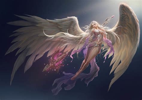 1girl Absurdres Ambereyes Angel Angelwings Artistrequest Breasts