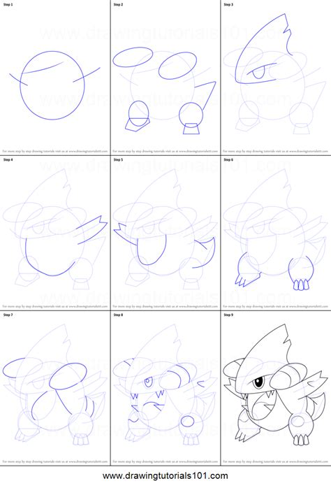 How To Draw Gible From Pokemon Printable Step By Step Drawing Sheet