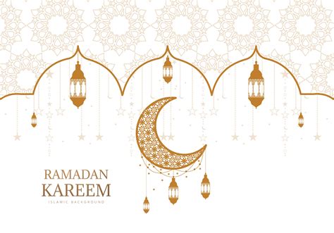 Ornate Gold And White Ramadan Kareem Greeting 1053718 Vector Art At