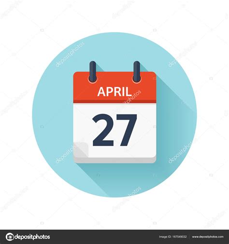 April 27 is the 117th day of the year in the gregorian calendar; April 27. Vector flat daily calendar icon. Date and time ...
