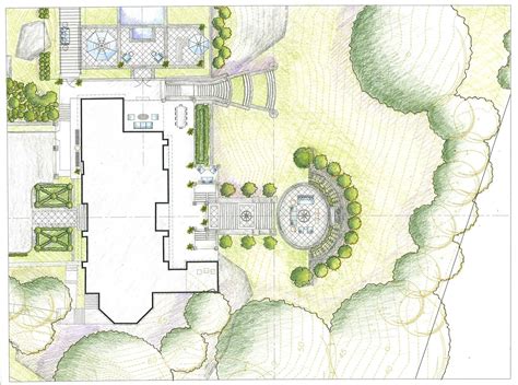Art Drawing Rendering Colored Pencil Landscape Garden Design