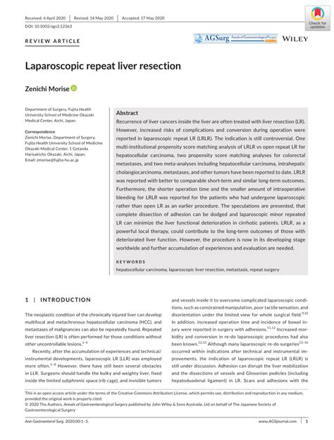 Pdf Laparoscopic Repeat Liver Resection