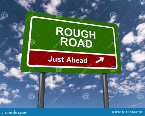 Rough Road Just Ahead Sign Stock Illustration Illustration Of Clouds