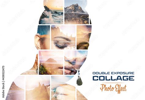 Photo Collage Double Exposure Effect Mockup Stock Template Adobe Stock
