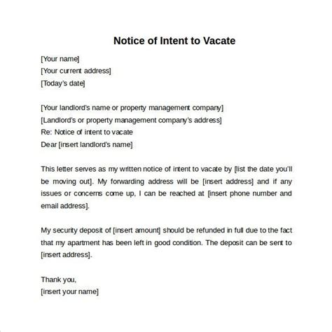 A Notice To Vacate Is Shown In This Document
