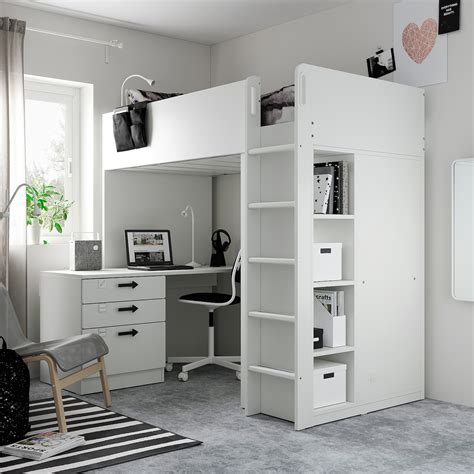 SmÅstad Loft Bed White Whitewith Desk With 4 Drawers Ikea