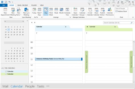 Go to the options menu in the appointment tab. Set default calendar - Outlook