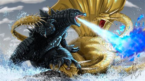 Godzilla Vs Ghidorah By Kusanagibakemono On Deviantart