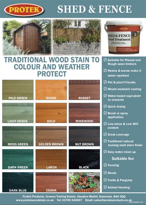 Shed And Fence Colour Chart Protek Wood Stain