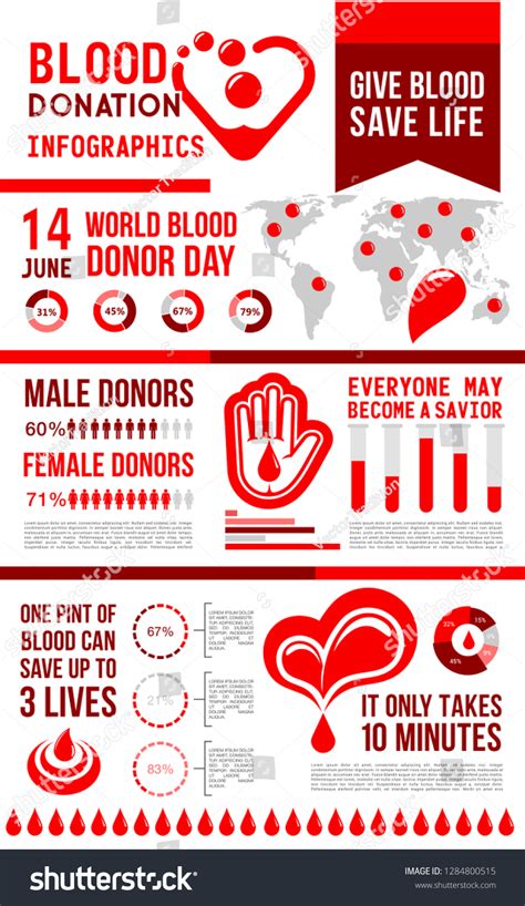 Blood Donation Infographic Medical Statistics World Stock Vector