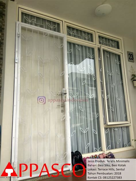 Teralis dan Pintu teralis minimalis dari Besi yang menawan. Motif daun