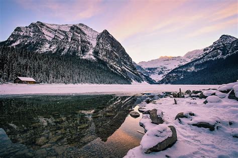 Lake Louise At Sunset In Winter Banff National Park Alberta C