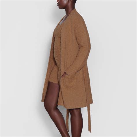 Skims Cozy Knit Short Robe in Camel (Brown) - Lyst