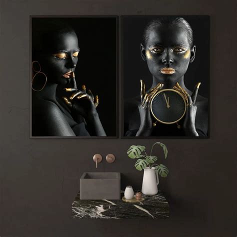 Pintura Óleo De La Mujer Del Arte Africano De Oro Desnudo De Oro Negro De DHgate