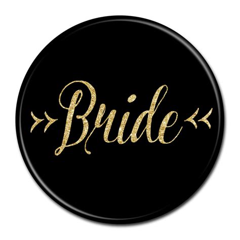 Wedding Bride Buttons - Black & Gold. Custom Buttons png image