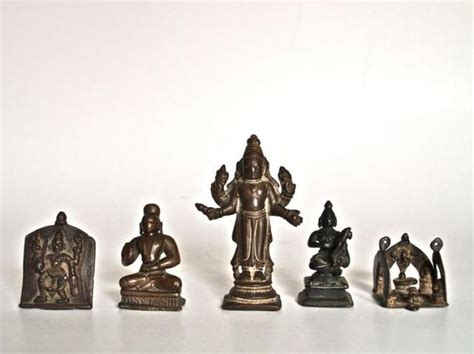 Five Small Bronze Figures Of Shiva Verabadra On A Small Plaque Manikar