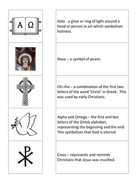 Christian Symbols For Children Worksheet