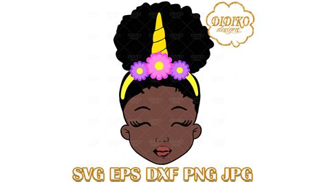 Black Girl Svg 14 Afro Unicorn Svg Cute Afro Girl Svg Afro Puff