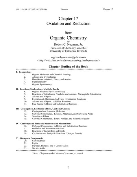 Organic Chemistry Chapter 17 Oxidation And Reduction