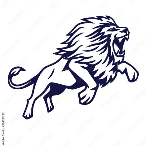 Angry Lion Jump Vector Logo Mascot Design Illustration Stock Vector