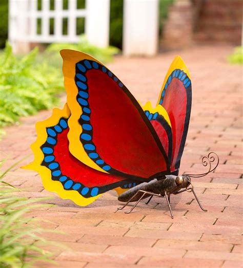Large Handcrafted Red Metal Butterfly All Statues