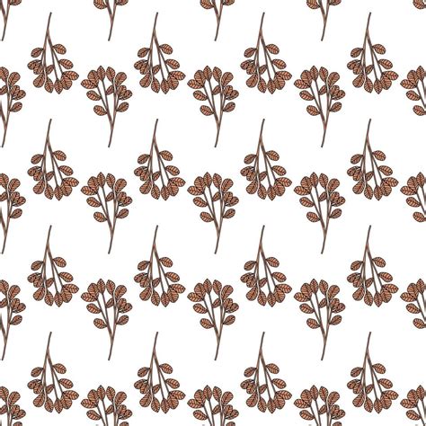 Hand Drawn Vintage Leaves Wallpaper Geometric Branches Leaf Seamless