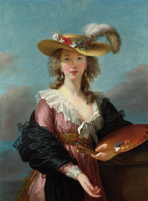 Self Portrait In A Straw Hat Painting By Elisabeth Louise