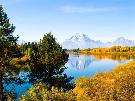 Grand Teton National Park Wyoming Usa Jackson Lake Autumn Landscape