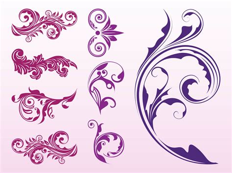 Floral Scrolls Set Vector Art And Graphics
