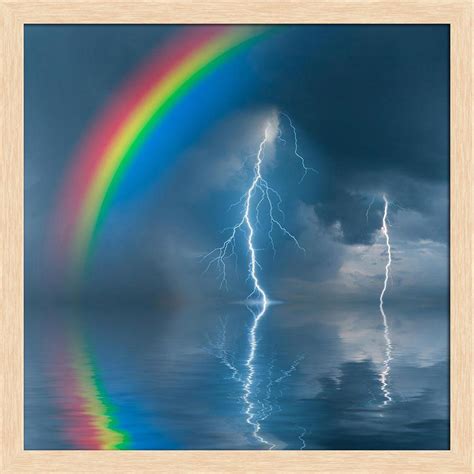 Artzfolio Colorful Rainbow Over Water Tabletop Painting Natural Brown