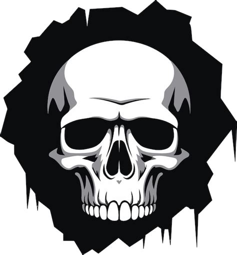 Premium Vector Emerge Of The Dark Skull In Cracked Wall Logo Creepy