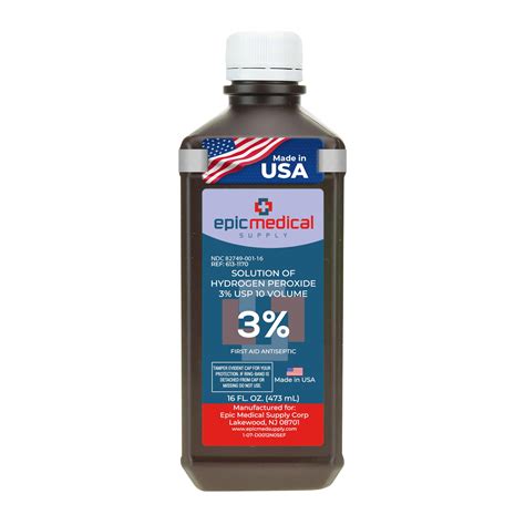 H2o2 Hydrogen Peroxide Solution 3 Usp 16 Oz Safe Antiseptic And Multipurpose Cleaner First Aid