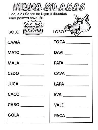 Ditado De Palavras Para 1º Ano Para Alfabetização