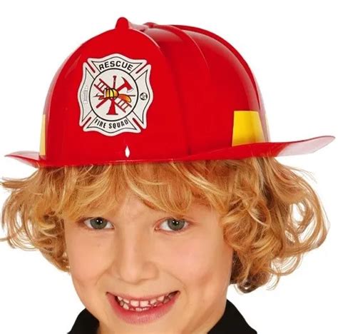 Childs Unisex Fancy Dress Fireman Helmet Kids Childrens Red Firefighter