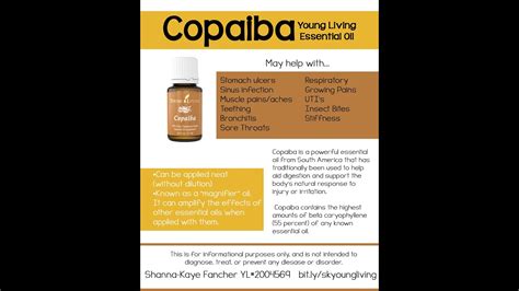 Copaiba oil's uses vary from skin care to massage to relaxation. Copaiba-My favorite YL oils & products - YouTube