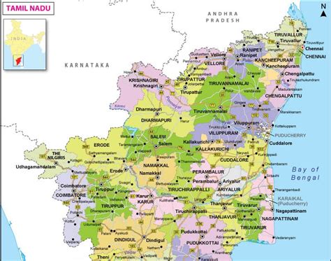 Tamil nadu pincode map showing district level pin code map. Tamil Nadu Map With Tourist Places