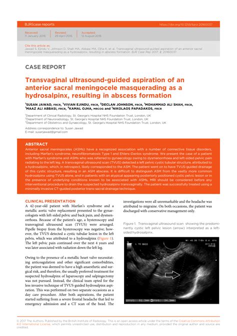 pdf transvaginal ultrasound guided aspiration of an anterior sacral meningocele masquerading