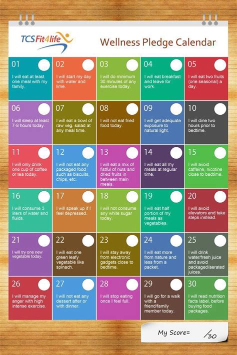 30 Day Wellness Calendar Challenge Healthy Life Power Yoga Living A
