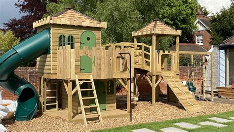 Wooden Playhouses And Climbing Frame Design Create Play