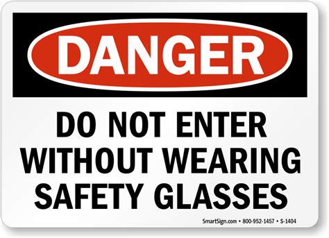 do not enter without wearing safety glasses sign sku s 1404