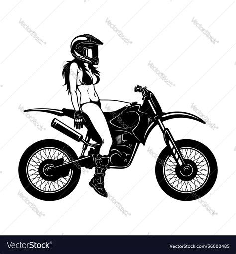 Sexy Girl And Motocross Motorcycle Enduro Vector Image