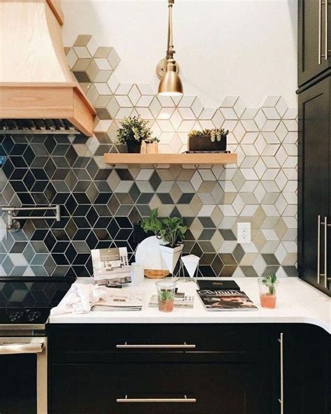 28 Beautiful Geometric Backsplash Tile Kitchen Cool Ideas Modern Kitchen Backsplash Interior