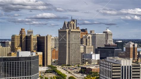 Federal Building And Skyscrapers In Downtown Detroit Michigan Aerial