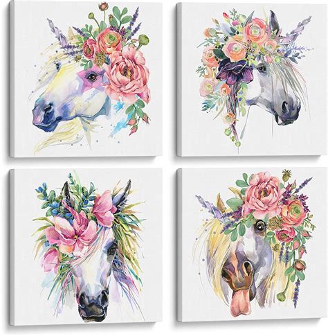 Unicorn Canvas Wall Art For Girls Room Decoration Stretched Framed