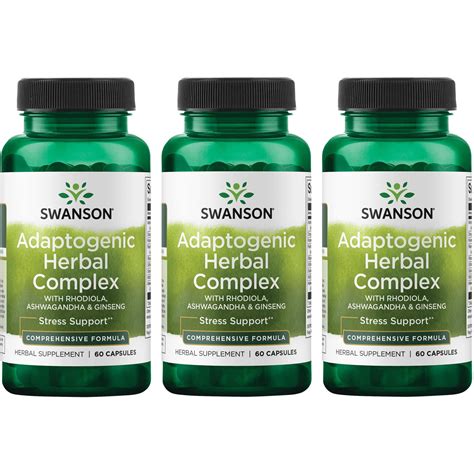 swanson adaptogenic herbal complex with rhodiola ashwagandha and ginseng 3 pack