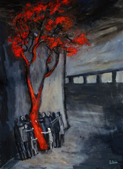 Around The Red Tree 70cmx90cm By Glenox66 Red Tree Tree Red