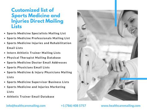 PPT - Sports medicine and injuries marketing lists PowerPoint