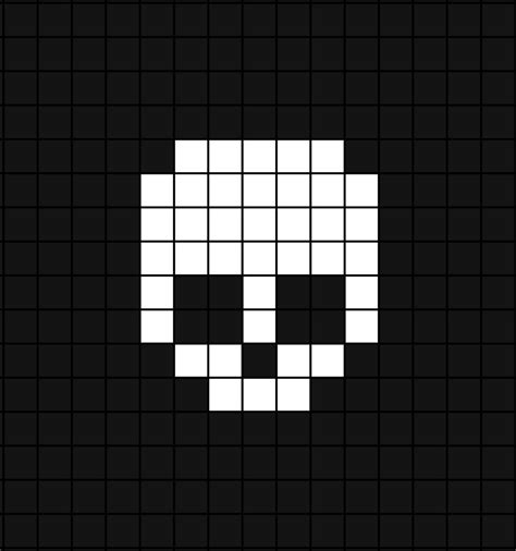 A Small Pixel Art Template Of A Clean White Skull Without Its Jaw