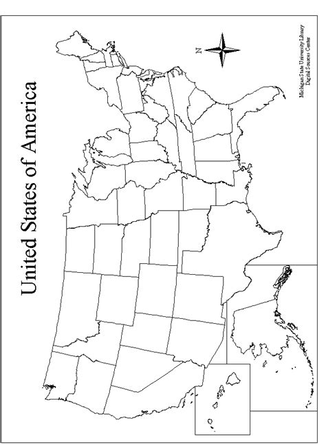 50 States Map Printable