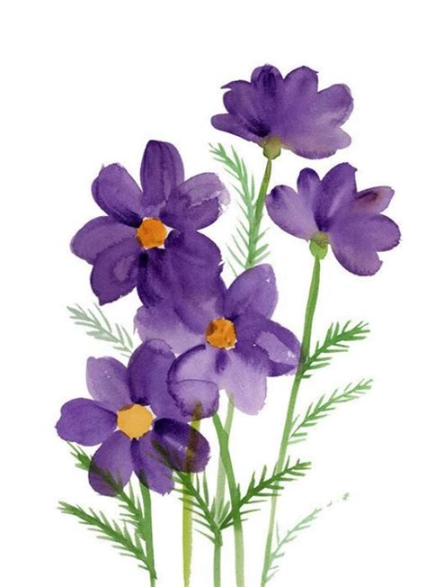 Purple Flowers Watercolor Watercolor Flowers Watercolor Floral